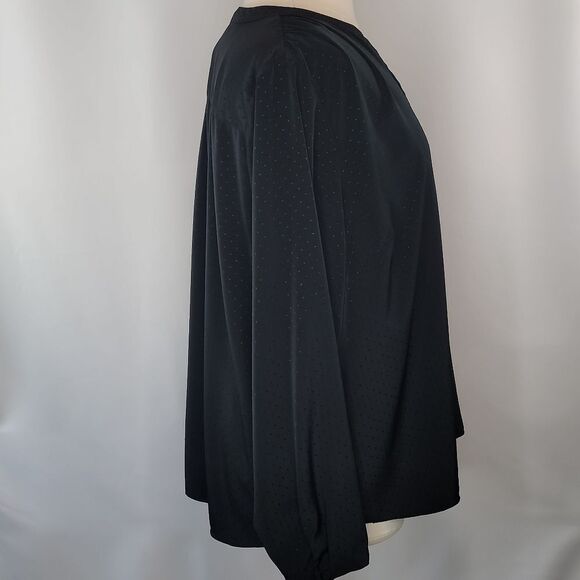 Ava & Viv Black Long Sleeve Dot Textured Blouse - Picture 4 of 10